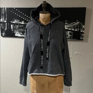 Calvin Klein Charcoal Hoodie with Logo Drawstrings